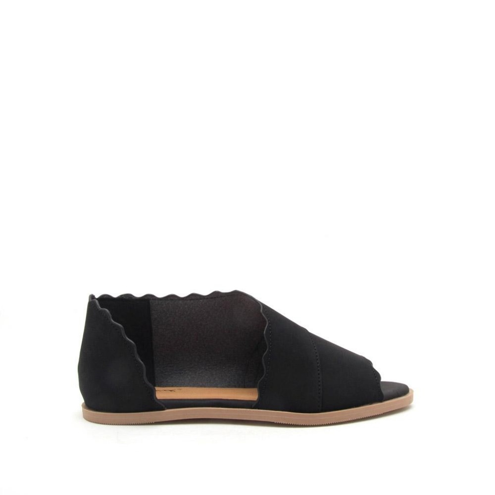 Black Scalloped Ballerina Flats - Picture 3 of 5
